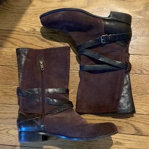 Size 8 UGG Deanna brown suede and leather mid calf boots. Worn once